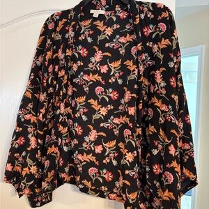 LOFT Orange and Pink Long Sleeve Boxy kimono